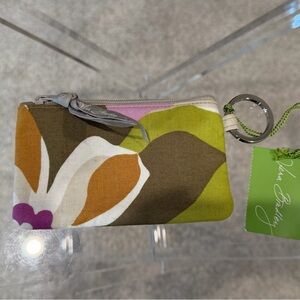 Vera Bradley Olive and Orange Floral Keychain Wallet